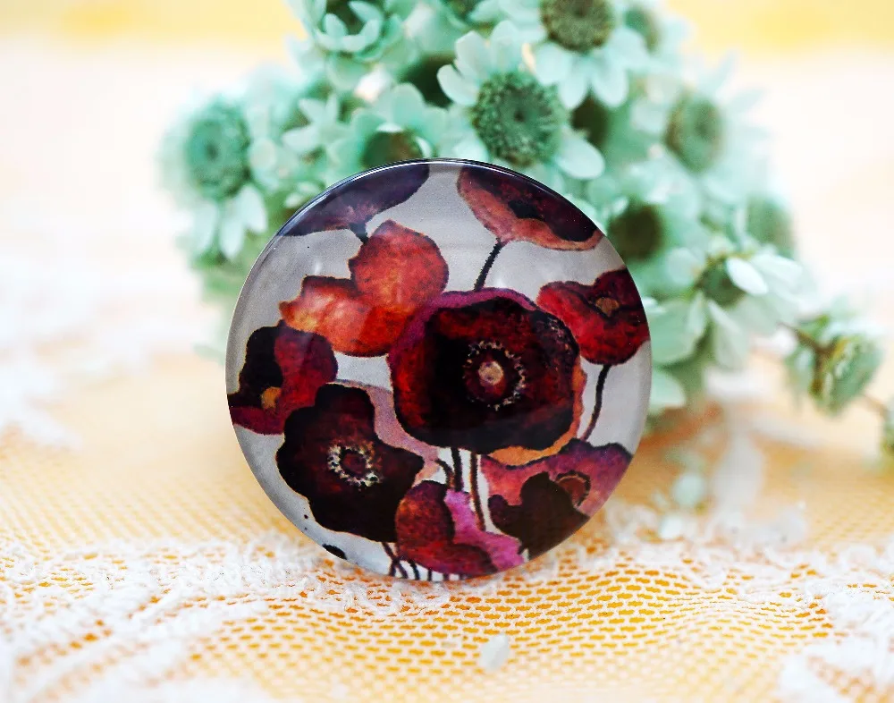 

New Fashion Round 8-40MM Glass Flower Pattern Cabochon Charms Glass Crafts Jewelry Accessories Supplies 3000-696