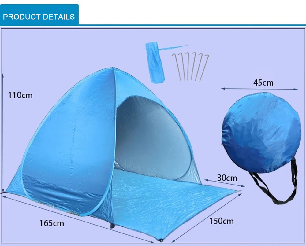 Складная Пляжная палатка автоматические всплывающие палатки солнечные укрытия анти-УФ солнцезащитный тент 2-3 человека Открытый кемпинговый тент для вечеринок