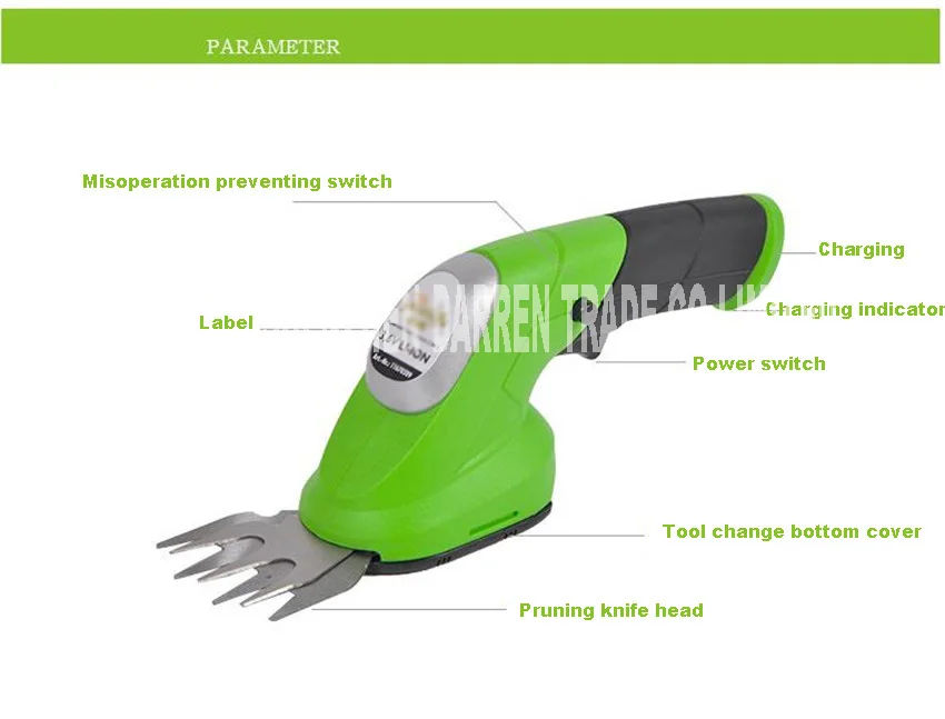 1000/мин, 3,6 В постоянного тока, литиевая батарея, портативная перезаряжаемая электрическая косилка MG809, ножницы для травы, маленький триммер для травы, косилка