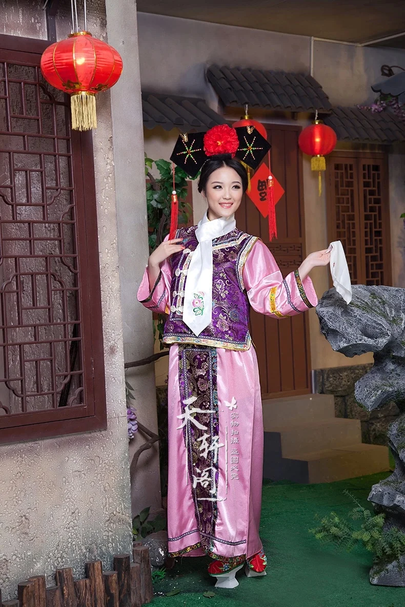 (0107) New Embroidery female Qing Dynasty Princess Costume women's ancient court dress for cosplay stage performance