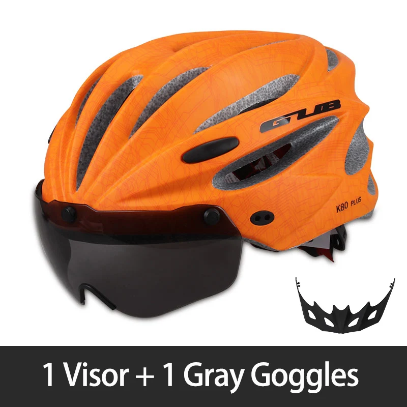 GUB, велосипедный шлем с козырьком, магнитные очки, цельный, отлитый MTB, шлем для шоссейного велосипеда, велосипедный шлем 58-62 см для мужчин и женщин - Цвет: Orange 1