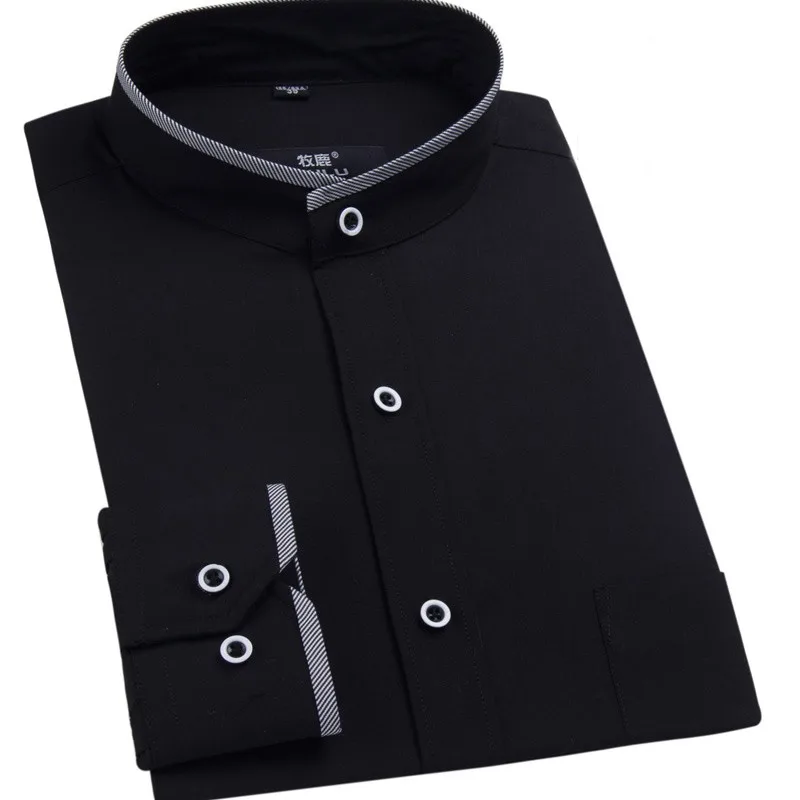 White-black-mandarin-collar-shirt-for-men-shirt-slim-fit-mens-dress-shirts-long-sleeve-fashion