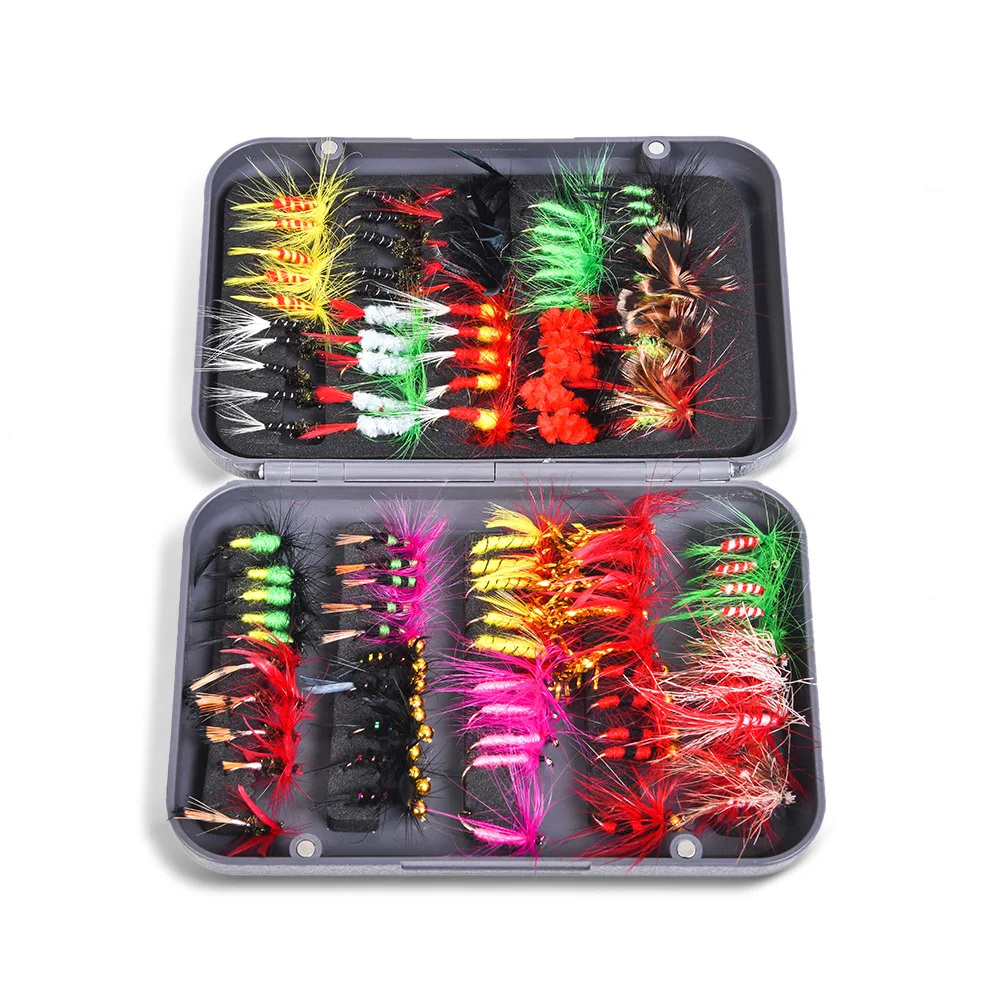 

Fishing Flies Kit 20/100pcs Assorted Fly Fishing Lures Hooks with Fly Box for Carp Fishing Pesca Multicolor