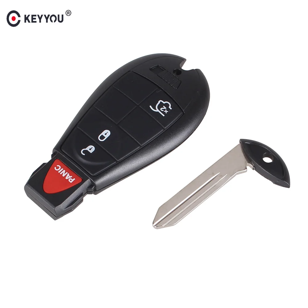 

KEYYOU Keyless Entry 3+1 4 Buttons Car Smart Remote Key Fob Case Shell Insert Key Blade For Chrysler Jeep Commander Grand Chero