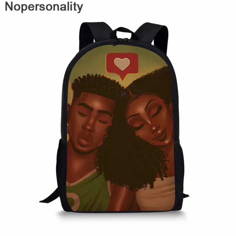 Nopersonality Black Art Afro Girl Print African Backpack for School Teenage Girls Book Bags Toddler Schoolbag Mochila Escolar - Цвет: LH1063C