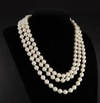 

FREE SHIPPINGJacqueline Kennedy First Lady Triple Strand White Faux Pearl Necklace 17-19"