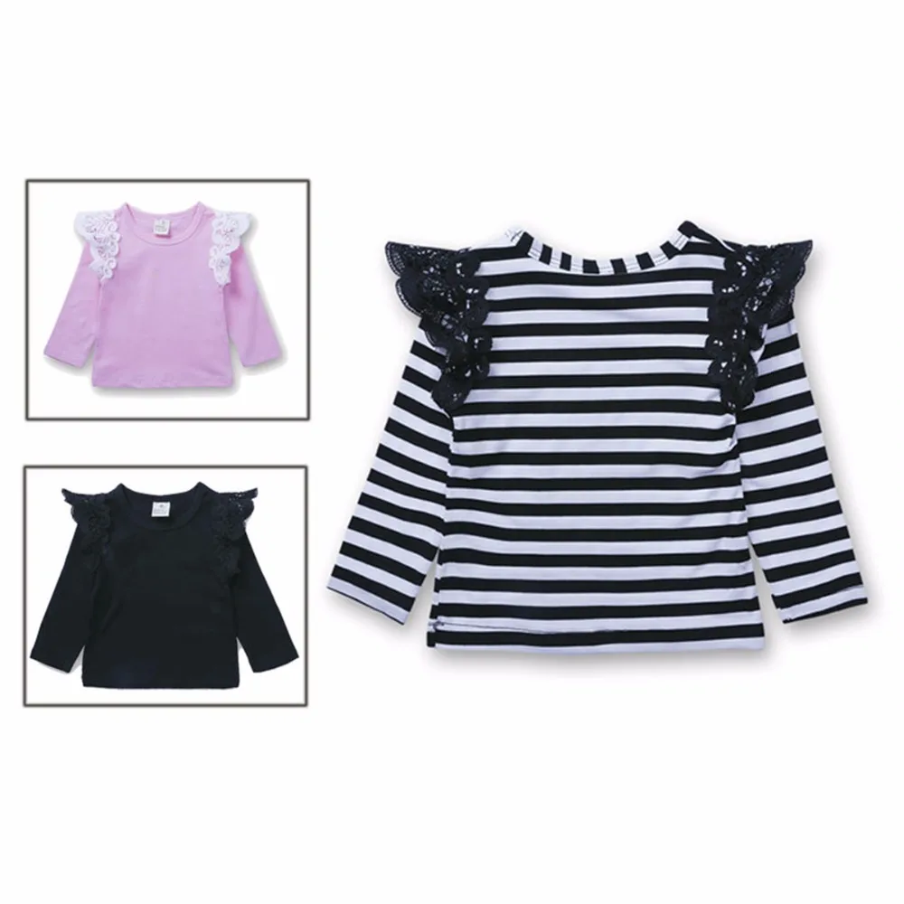 

Autumn Newborn Baby Cotton Cute Lace Flying Tee Girls Toddler Kids Clothes Long Sleeve T-shirts Outfit Blouse Infant Costume