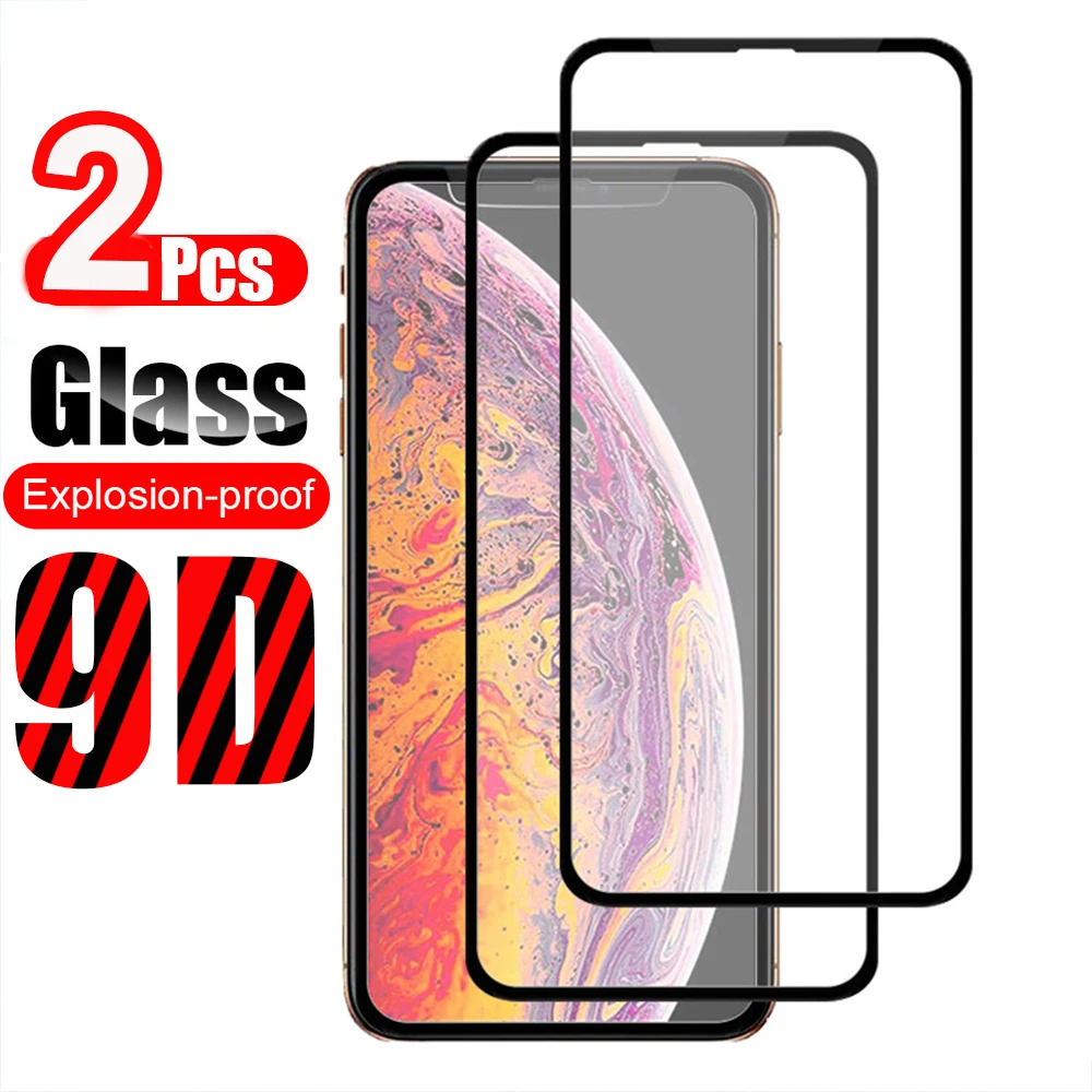 

2PCS 9D protective glass for iPhone 6 6S 7 8 plus X glass on iphone 7 6 8 XR XS MAX screen protector For iPhone 7 6 screen Film