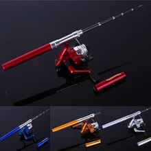 HOT ! Pen Rod Mini Telescopic Ice Fishing Rod With Fishing Reel Portable Pocket Aluminum Alloy Pen Fishing Rod