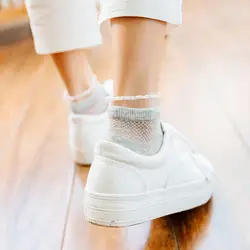2018 Женская Носки 1 пара носков короткие невидимые хлопок сплошной цвет Женская мода кружева милые носки до лодыжки для женщин сетка тонкие