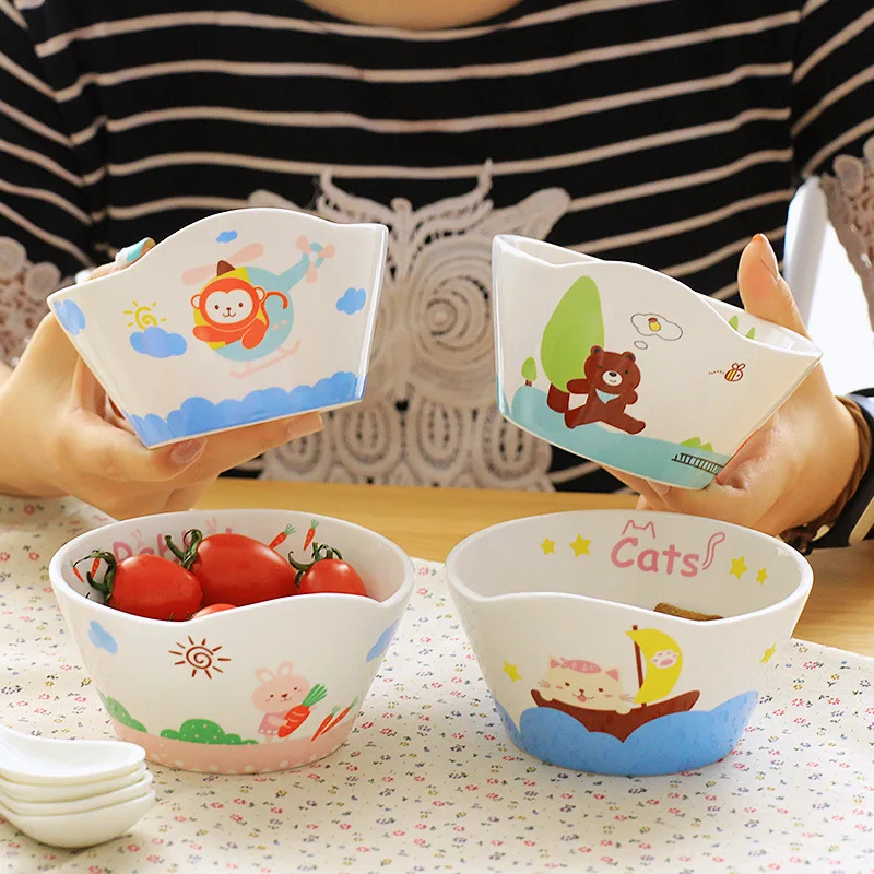 Kid Cartoon Bowl Dishes Cartoon Mouse Lunch Box Kid Baby Children Infant Baby Rice Feeding Bowl Porcelai Snack Ceramic Tableware
