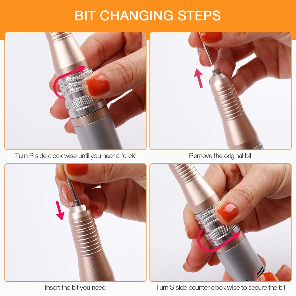 Elétrica do Pedicure do Unha da Broca Cerâmico dos Bocados de Broca do Prego w para o Polonês do Gel da Arte do Unha com Conjunto Máquina 35000 Rpm 65 12 broca 35000 rpm 65 w para o