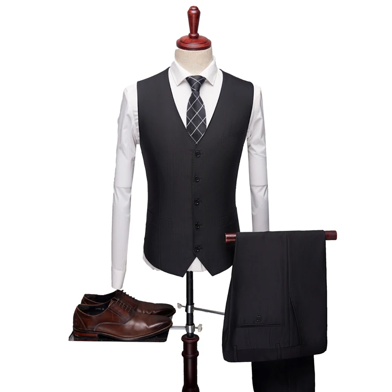 ( 3pcs Set: Jacket+Vest+Pants ) New Boutique Senior Suits Slim Fit Suit President's Suit Wedding Banquet Suit;46~54(M~3XL)