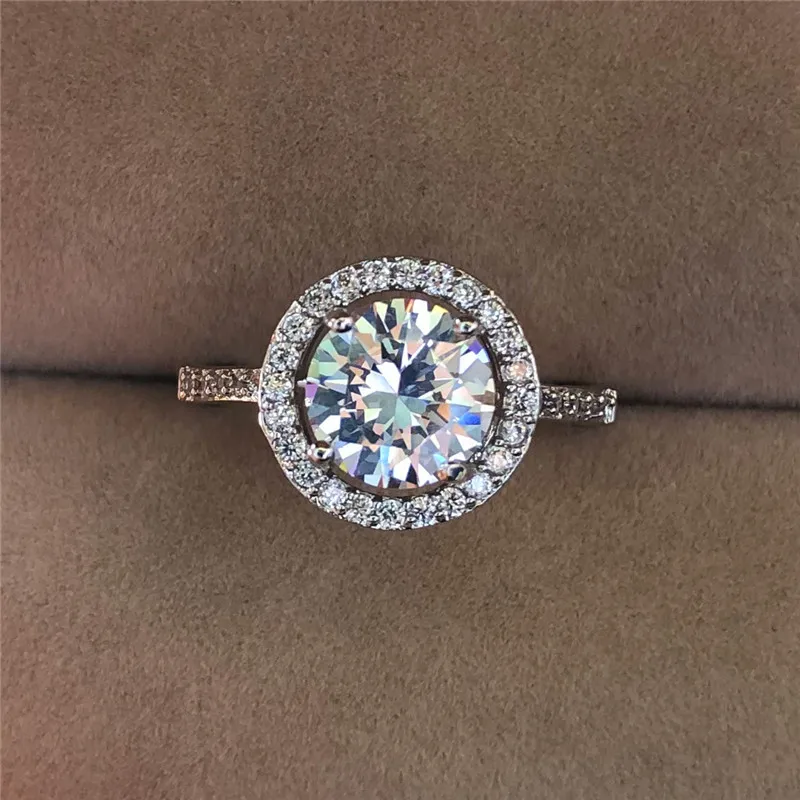 Роскошное женское круглое обручальное кольцо с кристаллами, модное 925 Серебряное кольцо с цирконием и камнем, обручальные кольца для женщин