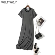 WOTWOY длинные черные полосатые платья с вышивкой пчелы женские Летние повседневные Прямые женские платья до щиколотки Большие размеры Jurk