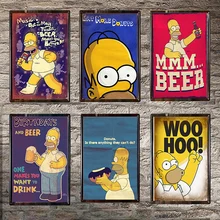 Пивная винтажная металлическая жестяная вывеска домашний бар клуб паб металлический дом декоративные металлические тарелки пивные настенные наклейки плакат Симпсоны, 30x20 см