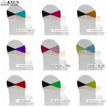 

Good Looking 2 Colors Mix Stretch Lycra Band Spandex Chair Sash For Wedding Chair Cover Decoration