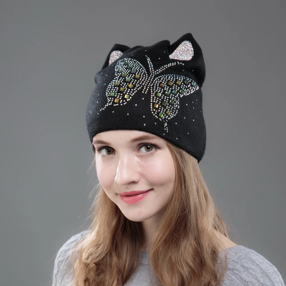 OHCOXOC Новый дизайн женские шапочки Skullies Милая принцесса девочка осень зима шапка с