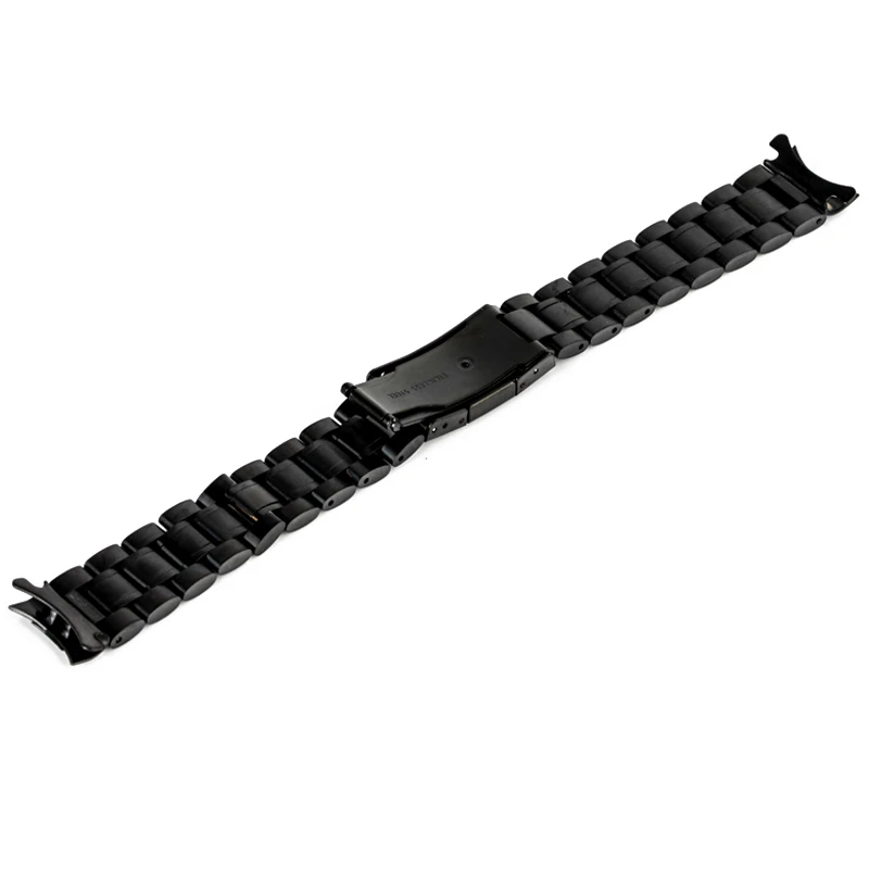 18/20/22/24mm Curved End Watch Band Unisex Stainless Steel Metal Wristwatch Strap Double Fold Deployment Clasp Bracelet 3 Colors