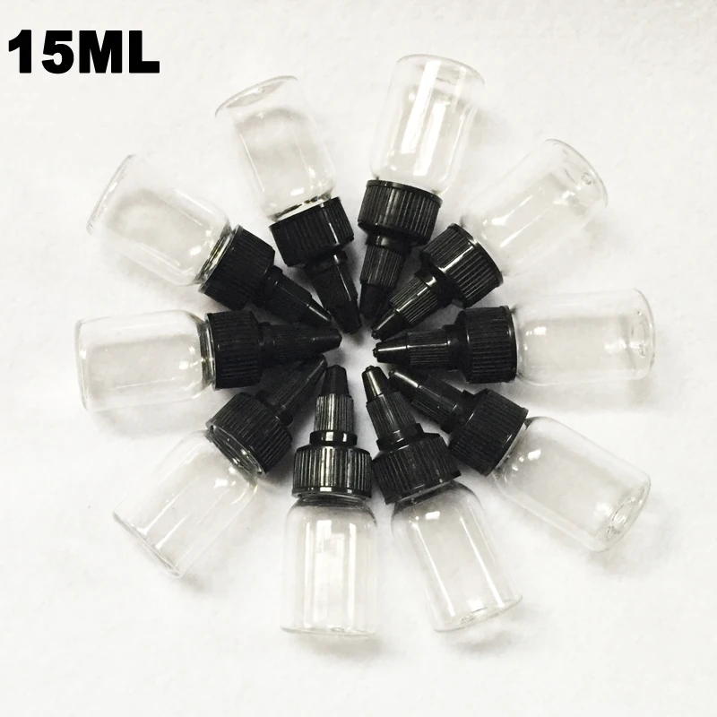 

Hot 15ml Tattoo Supplies Plastic Tattoo Ink Bottles 10pcs/lot Clear White Free Shipping