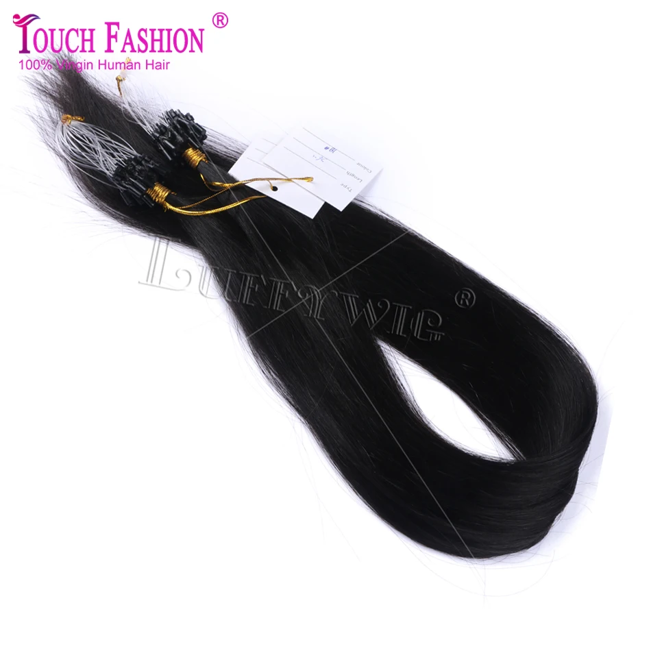 

New Arrival 14-26 Inch Straight Brazilian Micro Ring Loop Hair Extensions #1b Natural Black 1g/Strand Micro Loop Hair Extensions