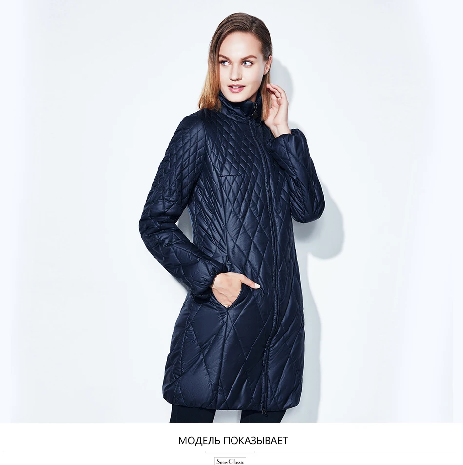SnowClassic Весенняя мода Женская куртка Тонкое пальто Хлопок длинное пальто с капюшоном С капюшоном с теплой воздухопроницаемостью куртка женская весна