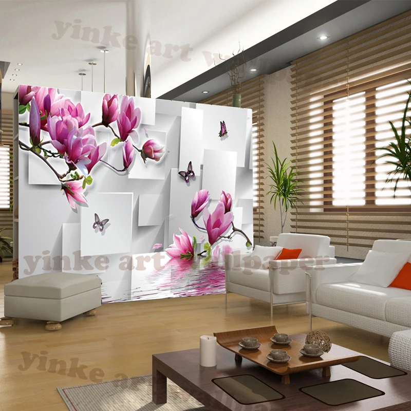 Classic Style 3d Wallpaper Of Natural Material Bright Flowers