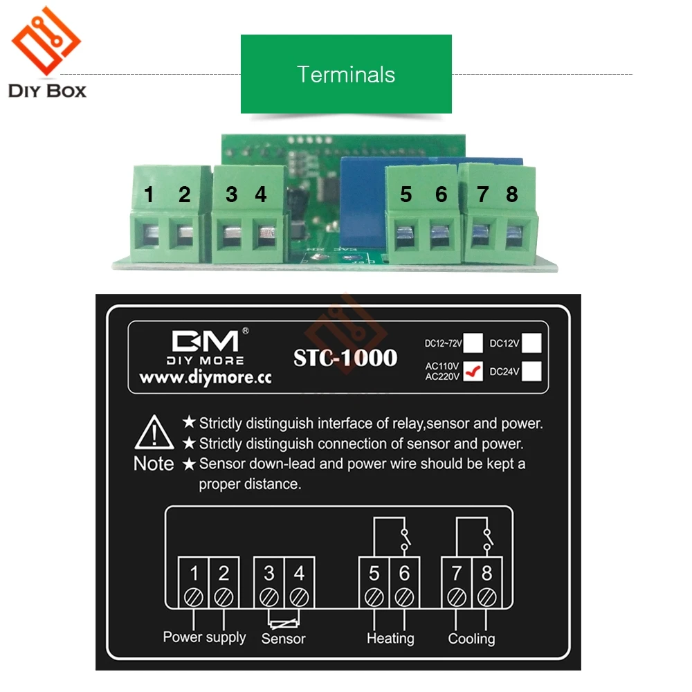 STC-1000 DC12-72V AC110-220V светодиодный цифровой Температура контроллер Сенсор два реле Выход термостат для инкубатора с нагревателем охладитель