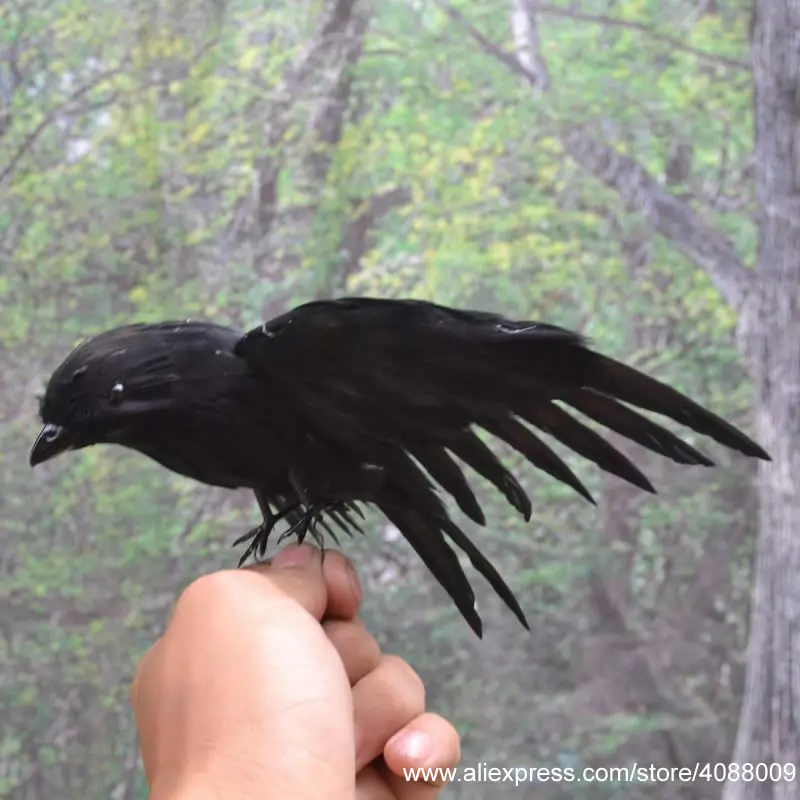 

wholesale small artificial black crows Easter Halloween ghosts party DIY decoration props feather series 15cm