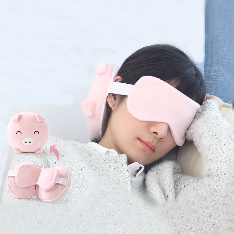 

Portable Cartoon Neck Pillow with Eye Mask Pillow Eyelashes Eye Lash Striped Foldable Pillow for Sleeping Travel plane flight