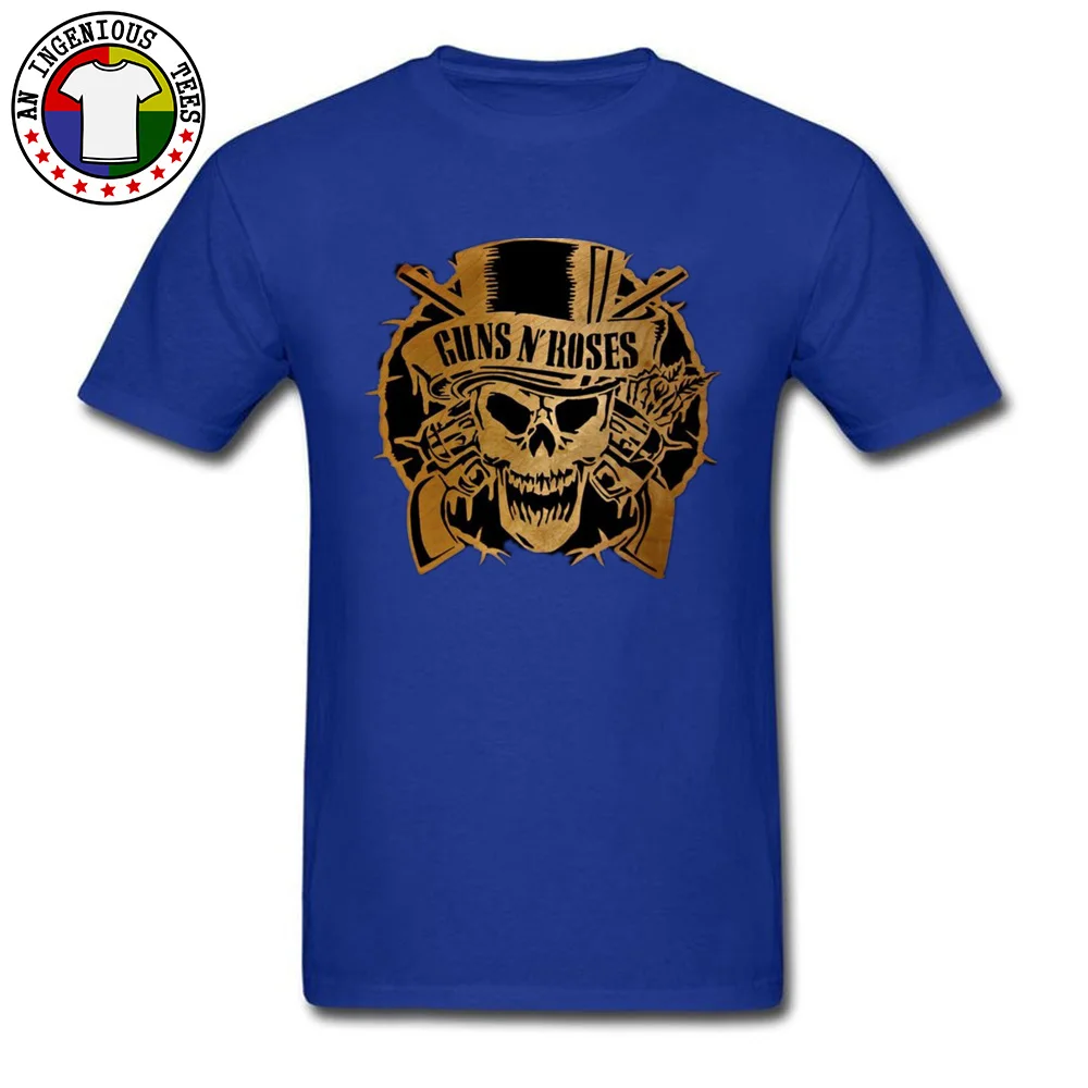 Guns N Roses Gold Group Tshirts for Men Pure Cotton Mother Day Tops Tees Normal Tee Shirt Short Sleeve 2018 New Crewneck Guns N Roses Gold blue