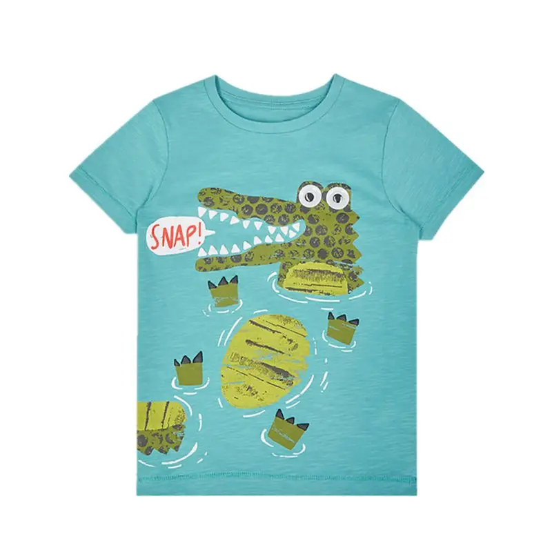 Летняя футболка для маленьких мальчиков с принтом динозавра из мультфильма; футболки для маленьких мальчиков и девочек; хлопковые топы с надписями для маленьких От 1 до 5 лет