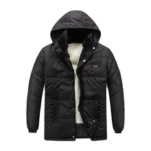 Men’s Jacket Winter Fashion Casual Stand Thick Velvet Solid Pocket Zipper Single Breasted Warm Hooded Jacket Men clothing