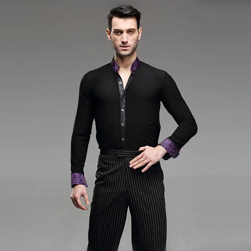 Рубашка для бальных танцев мужская рубашка латинских костюмы топ Мужская одежда