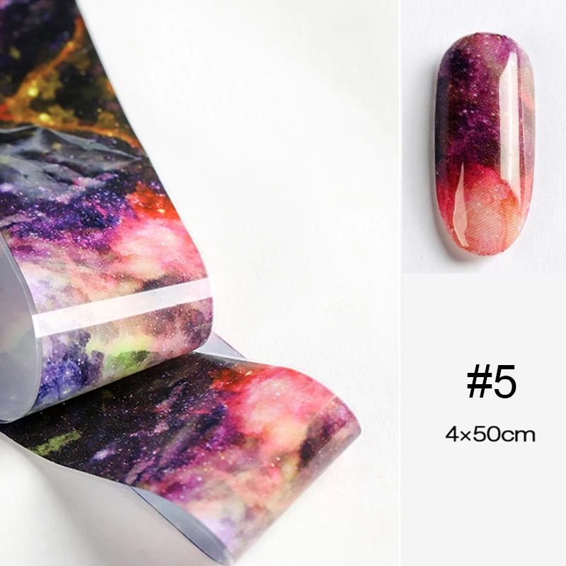 4*50 см серия Psychedelic Sky Фольга для ногтей смешанные узоры наклейки для переноса ногтей аксессуары дизайн для украшения ногтей 10 узоров - Цвет: 5
