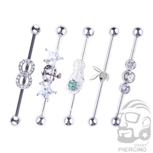 Модные европейские ушные затычки тоннель 316L нержавеющая сталь бар панк ювелирные изделия цвет индивидуальность стразы уха Промышленные пирсинг