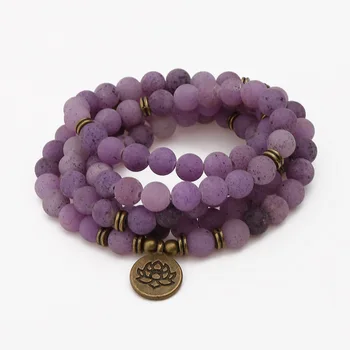 

New Style Openings Smile Matte Purple Onyx Bracelet 108 Mala Beads Bracelet Energy Yoga Bracelet or Necklace For Women Jewelry