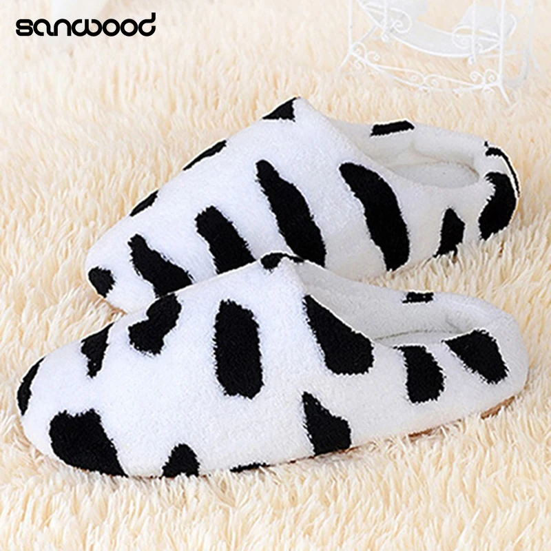 

Women's Lip Print Cow Giraffe Coral Velvet Indoor Shoes Home Anti-Slip Slippers