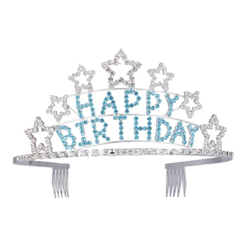

Kid's Charming Happy Birthday Rhinestone Heart Design Tiara Crown Headband for Girls Princess