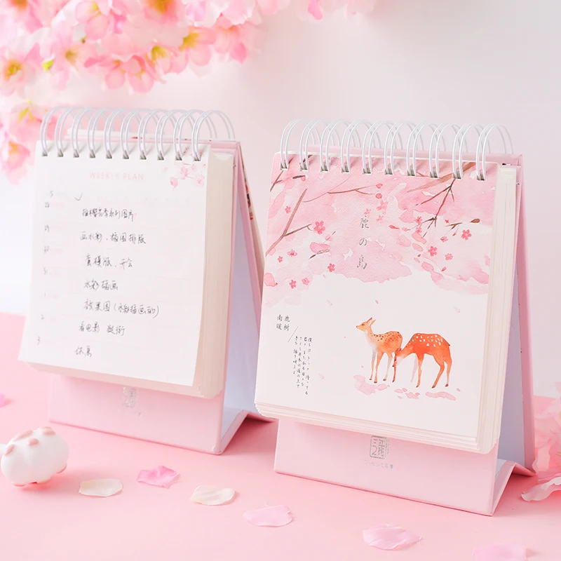 

1PC 216 sheets Kawaii Cartoon Deer Island Monthly Weekly Planner Organizer Notebook Daily Study Work Plan List Agenda Stationery