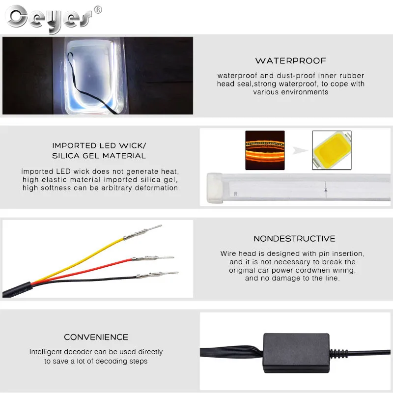 Ceyes Car Styling Flexible Day Flowing White Turn Yellow Light Led Car DRL LED Strip Lamp Headlight Daytime Running Accessories Ceyes Car Styling Flexible Day Flowing White Turn Yellow Light Led Car DRL LED Strip Lamp Headlight Daytime Running Accessories