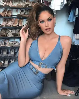 

3 Colors Summer Sexy 2 Piece Set Sequined Bandage Dress New Arrival Spaghetti Strap Solid Bodycon Women V-Neck Party Dress