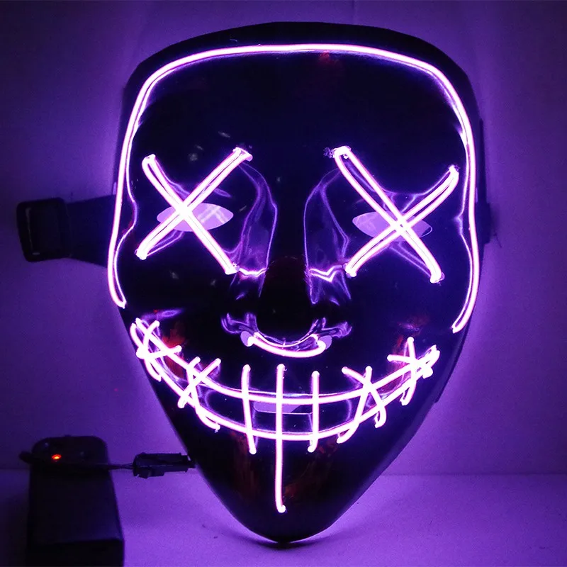 Маска на Хэллоуин, светодиодный светильник, Вечерние Маски, неоновая маска для косплея, тушь для ресниц, страшные маски, светящаяся в темноте маска
