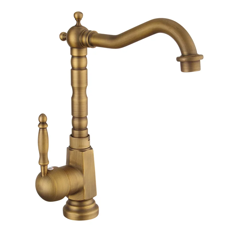 

Vintage Color Mixing Faucet Bathroom Rotating European Antique Brushed Single Handle Double Control Faucet Bathroom Basin Faucet