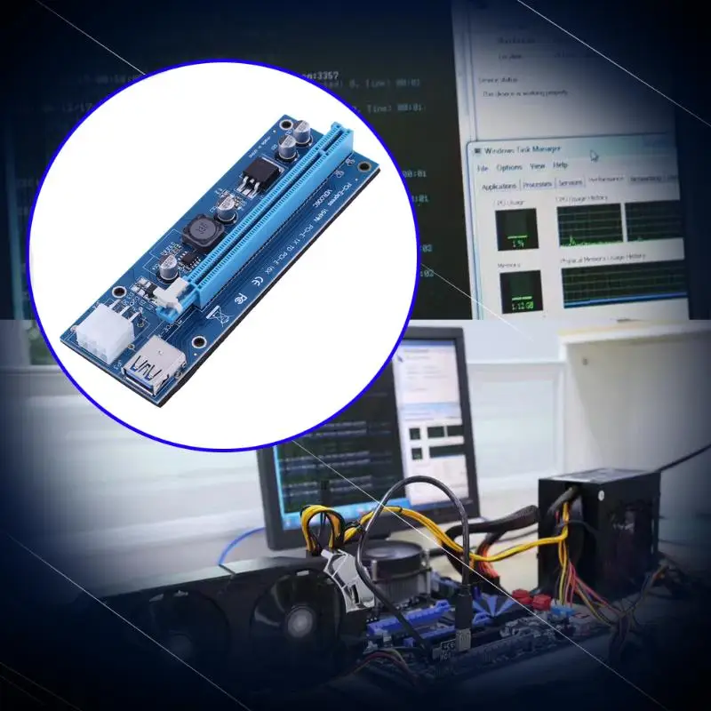 Райзер 6pin PCI E PCIe Express USB 3 0 1x до 16x карта для майнинга биткоинов BTC Litecoin (без кабелей