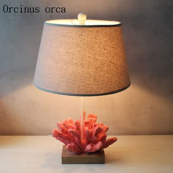 

Mediterranean creative coral table lamp children's room boys and girls bedroom bedside lamp personality cartoon LED table lamp