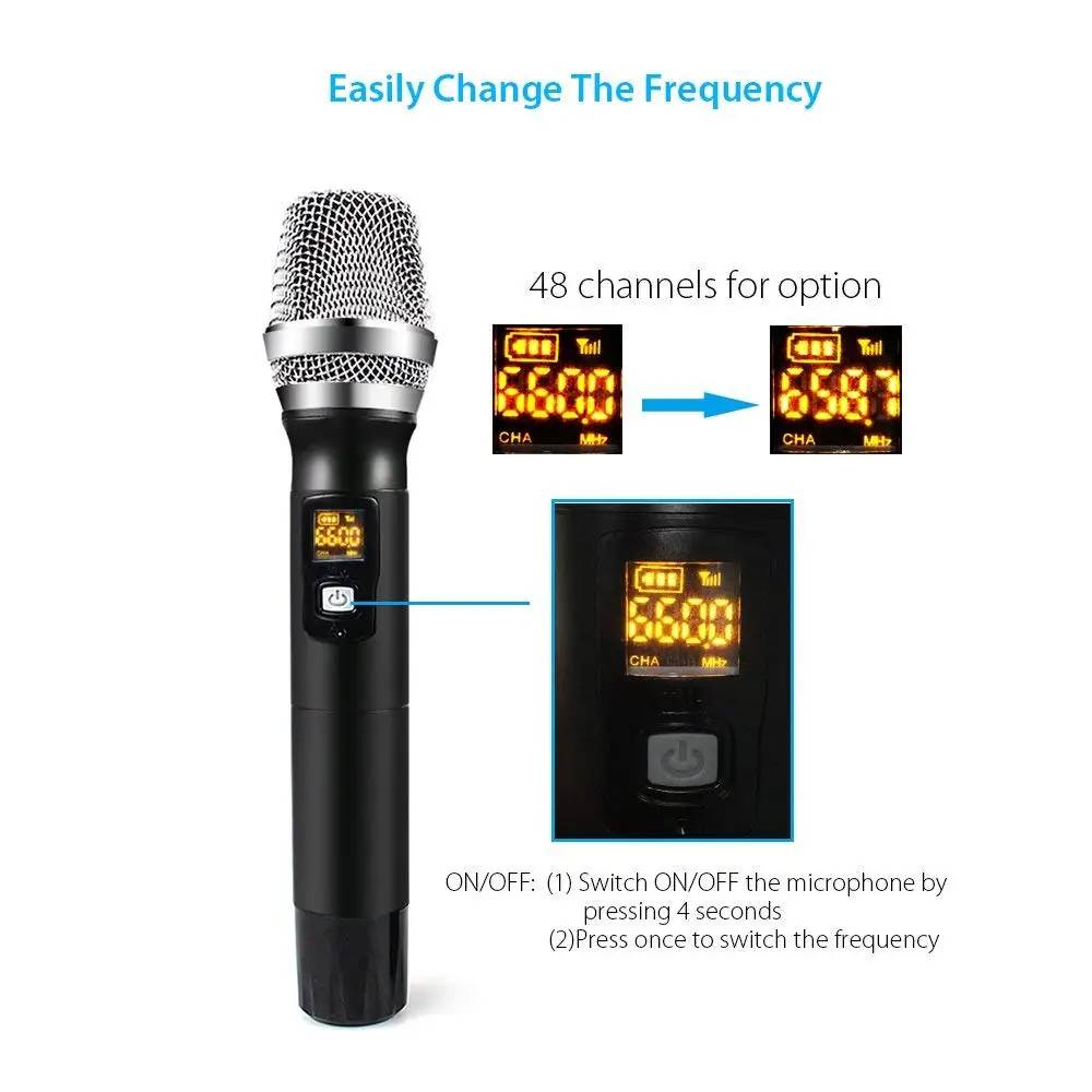 MAONO беспроводной микрофон Ручной вокальный металлический динамический беспроводной микрофон с УВЧ кардиоидным и многоканальной частотой для караоке