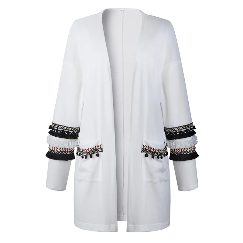 Осень, Женская куртка с длинным рукавом, повседневные топы, модная уличная одежда, свободные белые куртки, женская одежда, зимнее плотное пальто, куртка - Цвет: 100028-white