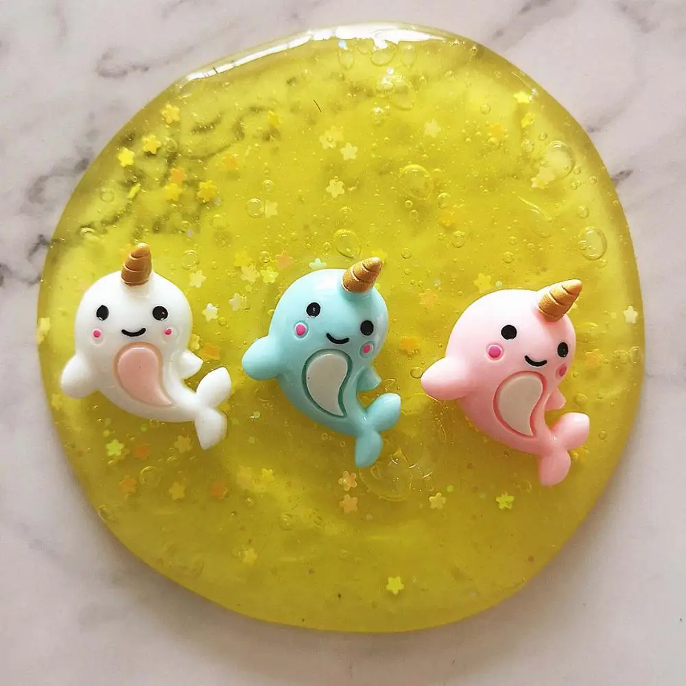 

6pcs Flat Back Dolphin Resin Cute Unicorn Charms DIY Cabochons Resin Necklaces Embellishment Accessories Craft Resin