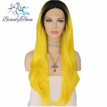 BeautyTown черный Омбре желтый термостойкий парик для косплея Masquera вечерние синтетический парик на кружеве для женщин свадебный подарок
